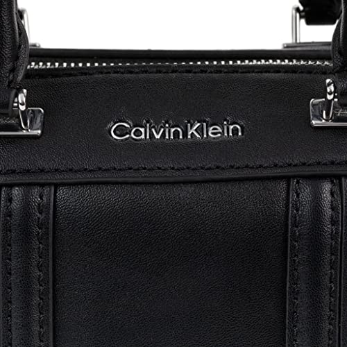 Calvin Klein Blake Top Zip Mini Satchel Crossbody, Black/Silver,One Size