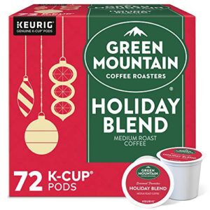 green mountain coffee roasters holiday blend, single-serve keurig k-cup pods, medium roast coffee, 12 count (pack of 6)