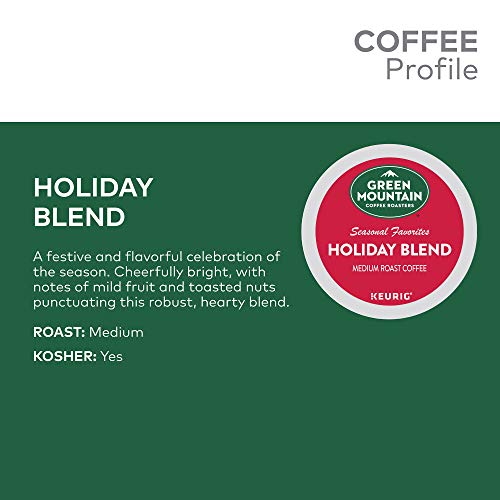 Green Mountain Coffee Roasters Holiday Blend, Single-Serve Keurig K-Cup Pods, Medium Roast Coffee, 12 count (Pack of 6)