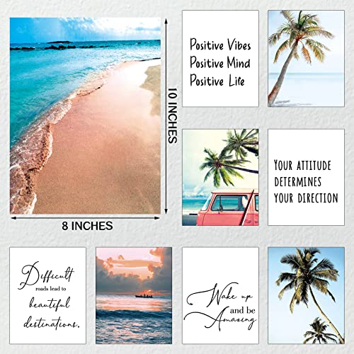 9 Pieces Inspirational Wall Art Beach Decor Motivational Quotes Wall Art Office Wall Decor Wall Prints for Office Bedroom Living Room Decoration