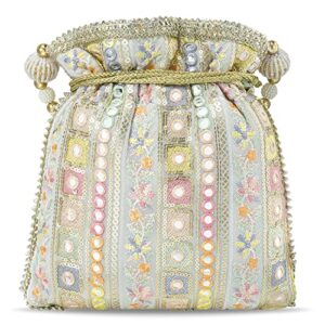 Aheli Indian Potli Bags for Women Evening Bag Clutch Ethnic Bride Purse with Drawstring (P53W)