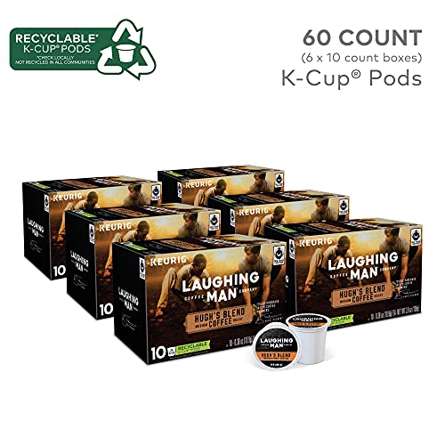 Laughing Man Hugh's Blend, Single-Serve Keurig K-Cup Pods, Medium Roast Coffee, 60 Count, 10 Count (Pack of 6)