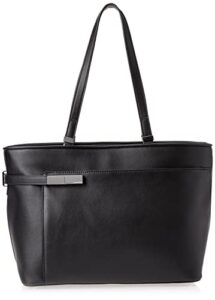 calvin klein jade tailored tote, black/silver,one size