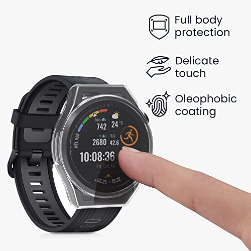 kwmobile Case Compatible with Huawei Watch GT Runner (Set of 2) - Smart Watch/Fitness Tracker Cover - Black/Transparent