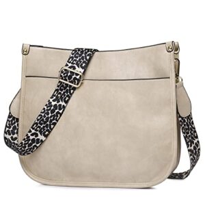 panymmy vegan leather crossbody for women trendy messenger shoulder bag medium purses with adjustable strap (beige)