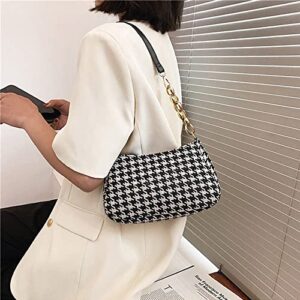 Shoulder Bags Retro Classic Clutch Shoulder Tote Handbag with Zipper Closure for Women (Houndstooth, One Size)