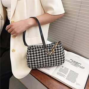 Shoulder Bags Retro Classic Clutch Shoulder Tote Handbag with Zipper Closure for Women (Houndstooth, One Size)