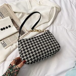 Shoulder Bags Retro Classic Clutch Shoulder Tote Handbag with Zipper Closure for Women (Houndstooth, One Size)