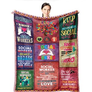 wisegem social worker gifts for women – social worker office decor – social work gifts 60″x50″ blanket – unique school social workers graduation gift – practitioner social worker month birthday ideas