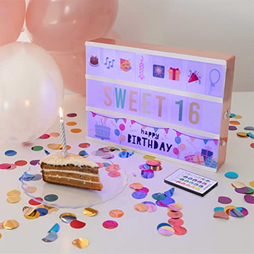 Cinema Light Box A4 Rose Gold 16 Colors with 400 Letters and Emojis, 10 Premium Cards, Remote Control, 2 Markers - BONNYCO | Light Up Sign, Novelty Gifts for Women, Gifts for Girls Christmas Gifts