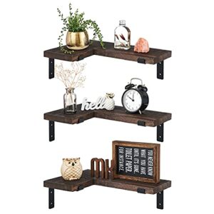 mkono rustic wood floating shelves 5 pieces wall mounted decoractive shelf and corner shelves for bedroom, living room, bathroom, kitchen, hallway, office