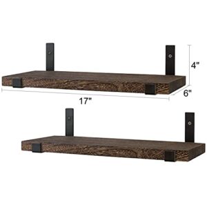 Mkono Rustic Wood Floating Shelves 5 Pieces Wall Mounted Decoractive Shelf and Corner Shelves for Bedroom, Living Room, Bathroom, Kitchen, Hallway, Office