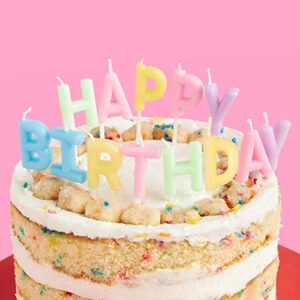 xo, fetti happy birthday pastel candle set | birthday party decorations, rainbow cake decorating supplies, cake topper