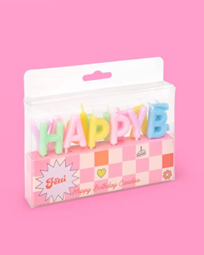xo, Fetti Happy Birthday Pastel Candle Set | Birthday Party Decorations, Rainbow Cake Decorating Supplies, Cake Topper