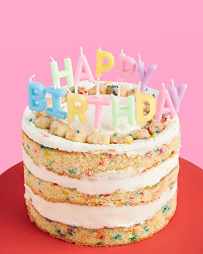 xo, Fetti Happy Birthday Pastel Candle Set | Birthday Party Decorations, Rainbow Cake Decorating Supplies, Cake Topper