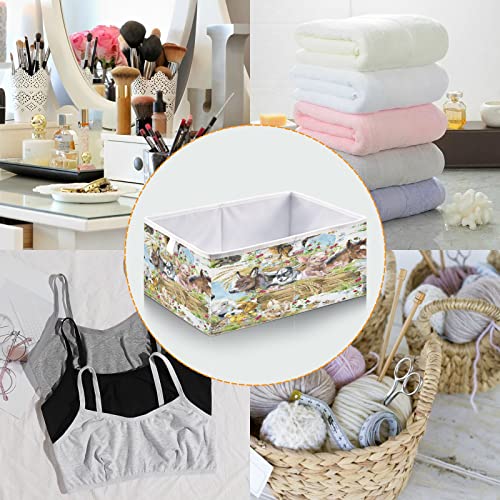 Kigai Storage Basket Farms Animals Foldable Storage Bin 11 X 11 X 11 Inches Cube Storage Baskets Box for Shelves Closet Laundry Nursery Bedroom Home Decor