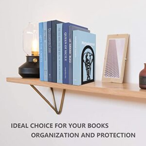 Book Ends Decorative for Heavy Books, 2 Piece Large Heavy Duty Bookends for Shelves for Holding Books, Black Book Stopper for Office, Home, Heavy Books, Non-Skid