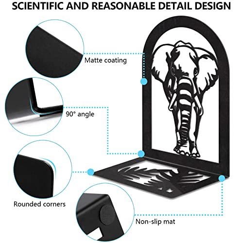 Book Ends Decorative for Heavy Books, 2 Piece Large Heavy Duty Bookends for Shelves for Holding Books, Black Book Stopper for Office, Home, Heavy Books, Non-Skid
