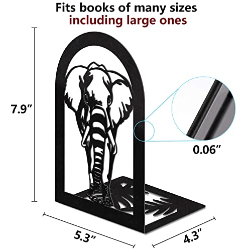 Book Ends Decorative for Heavy Books, 2 Piece Large Heavy Duty Bookends for Shelves for Holding Books, Black Book Stopper for Office, Home, Heavy Books, Non-Skid