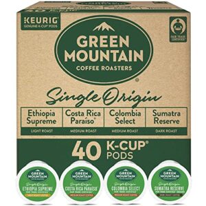 keurig green mountain coffee roasters single origin collection variety pack, single-serve keurig k-cup pods, 40 count