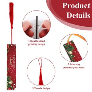 30 pcs Sublimation Blanks Bookmark Heat Transfer DIY Bookmark with Hole and Colorful Tassels for Crafts Projects Present Tags Birthday Wedding, Double-Sided Printing Tassels Blank Bookmark