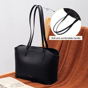 Cnoles Purses And Handbags for Women Tote Shoulder Satchel Crossbody Bags Leather Large Capacity Purse Designer Bucket Bag Black