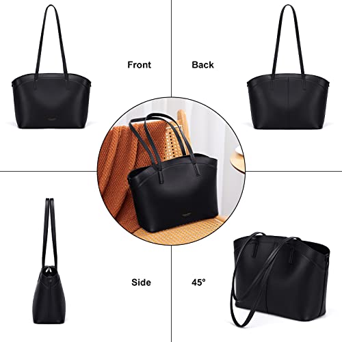 Cnoles Purses And Handbags for Women Tote Shoulder Satchel Crossbody Bags Leather Large Capacity Purse Designer Bucket Bag Black