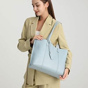 Tote Bag for Women Soft Leather Large Purses Handbags Lightweight Satchel Bag Travel Purses Daily Shoulder Bag (Blue)