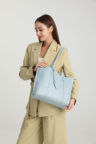 Tote Bag for Women Soft Leather Large Purses Handbags Lightweight Satchel Bag Travel Purses Daily Shoulder Bag (Blue)