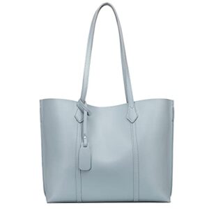 Tote Bag for Women Soft Leather Large Purses Handbags Lightweight Satchel Bag Travel Purses Daily Shoulder Bag (Blue)