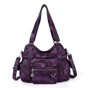 angel kiss hobo handbags for women soft pu leather shoulder handbags ladies purses purple