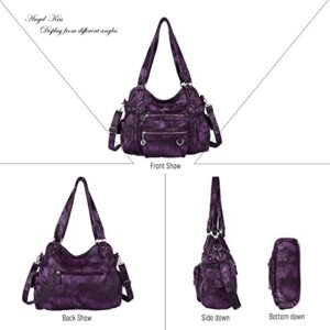 Angel Kiss Hobo Handbags for Women Soft PU Leather Shoulder Handbags Ladies Purses PURPLE