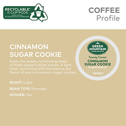 Green Mountain Coffee Roasters Cinnamon Sugar Cookie, Single-Serve Keurig K-Cup Pods, Flavored Light Roast Coffee, 24 Count (Pack of 4)