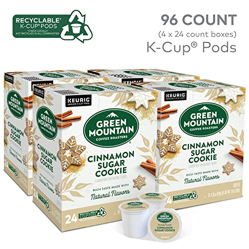 Green Mountain Coffee Roasters Cinnamon Sugar Cookie, Single-Serve Keurig K-Cup Pods, Flavored Light Roast Coffee, 24 Count (Pack of 4)