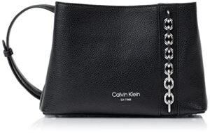 calvin klein adeline triple compartment crossbody, black/silver,one size