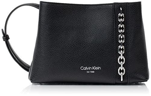 Calvin Klein Adeline Triple Compartment Crossbody, Black/Silver,One Size