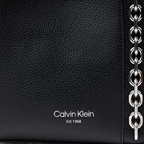 Calvin Klein Adeline Triple Compartment Crossbody, Black/Silver,One Size