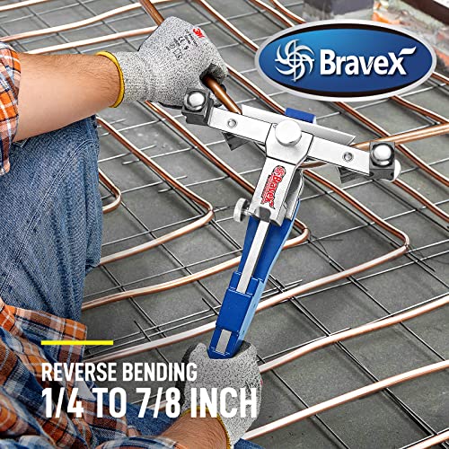 Bravex Tubing Bender Pipe Tube Bender Kit Refrigeration Ratcheting Hand Tool 1/4 to 7/8 Inch with Tube Cutter/Deburring HVAC Tool Refrigeration System Maintenance