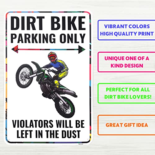 Venicor Dirt Bike Sign Decor - 9 x 14 Inches - Aluminum - Dirtbike Motocross Gifts Accessories Stickers Stuff