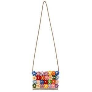ayliss women’s handwoven crossbody handbag small summer beach shoulder handbag woven cotton crochet cute flower purse bag (rectangle khaki)
