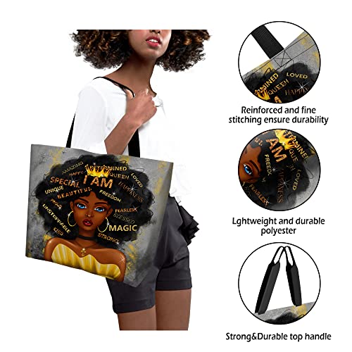 LMSM Afro Women Tote Bags For Women African American Woman Shoulder Handbags Bag Black Girl Top Handle Satchel Handbags For Work Travel Gift