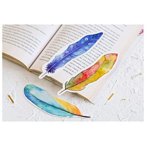 E-outstanding Bookmark 2Boxes/60PCS Colorful Feather Shaped Paper Reading Reminiscences Creative Book Page Marker Stationery Supplies