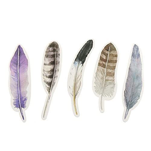 E-outstanding Bookmark 2Boxes/60PCS Colorful Feather Shaped Paper Reading Reminiscences Creative Book Page Marker Stationery Supplies