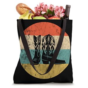 Cowboy Line Dance Boots Retro Vintage Sunset Line Dancing Tote Bag