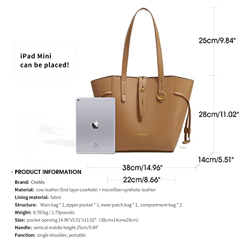 Cnoles Women Purse And Handbags for Women Tote Shoulder Crossbody Satchel Hobo Bags Purse Designer Handbags Genuine Leather Brown