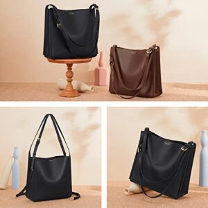 Cnoles Women Shoulder Bag Genuine Leather Tote Hobo Satchel Crossbody Bags Purse And Handbags for Women Black