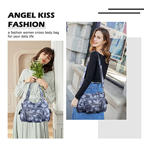 Angel Kiss Hobo Handbags for Women Soft PU Leather Shoulder Handbags Ladies Purses J.BLUE