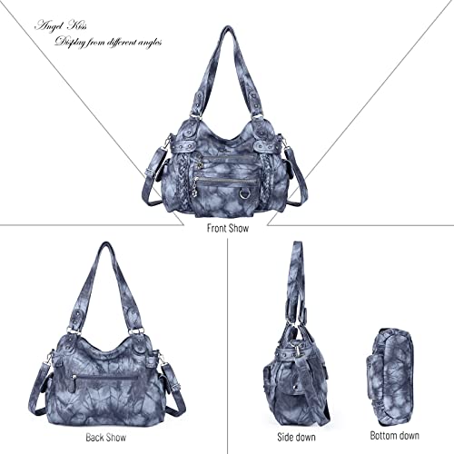 Angel Kiss Hobo Handbags for Women Soft PU Leather Shoulder Handbags Ladies Purses J.BLUE