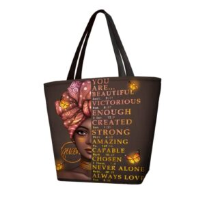 IAGM Black Woman Tote Bag - African American Shoulder Bags For Women - Black Girl Magic Satchel Handbags For Work School