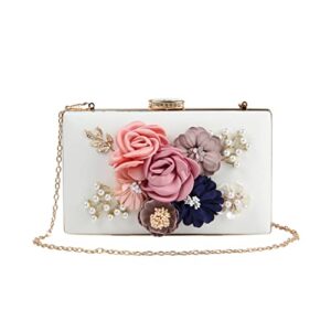 lanpet women’s evening bag for women, flower wedding evening purse bride floral clutch bag beaded evening handbag